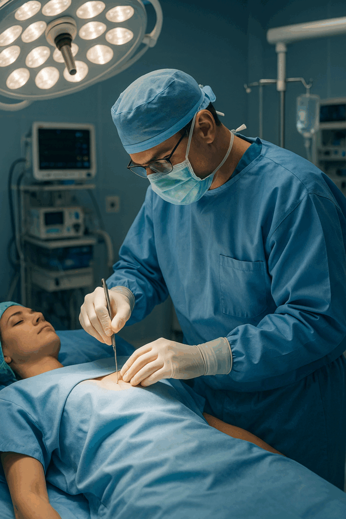 woman getting breast surgery
