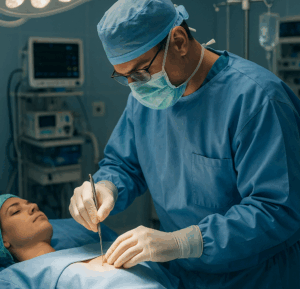 woman getting breast surgery